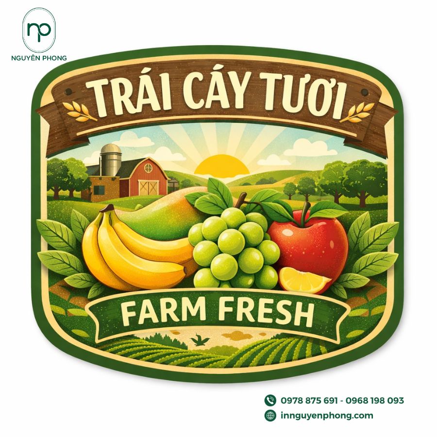 In tem nhãn dán trái cây hoa quả